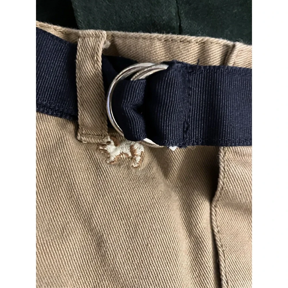 Ralph Lauren Baby Khaki Pants Embroidered Dog Print Sz 9M Belt Preppy